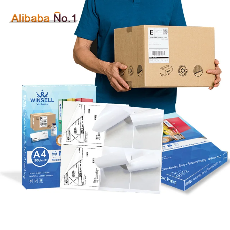 High-quality A4 label paper for inkjet printing, waterproof and self-adhesive A4 sheets, perfect for barcode sticker labels.