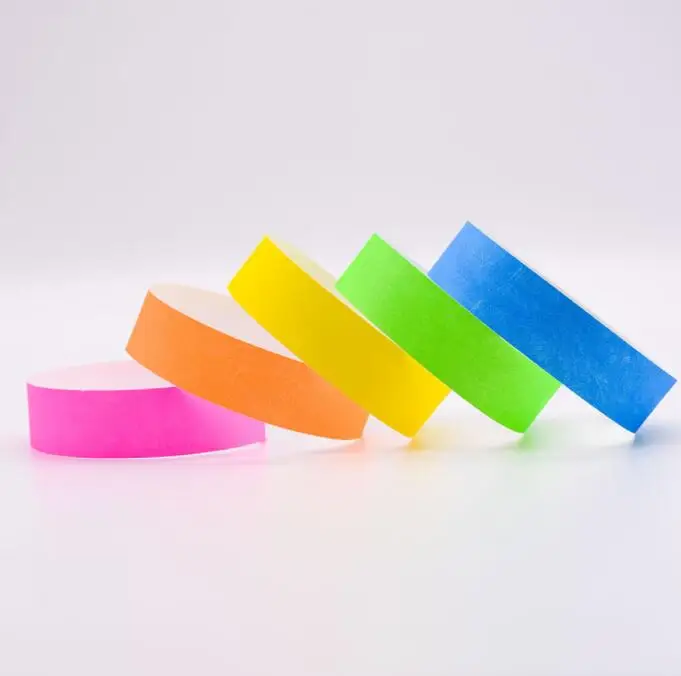 Custom Logo Printed Bracelet Waterproof Disposable Paper Tyvek Wristband for Event Party