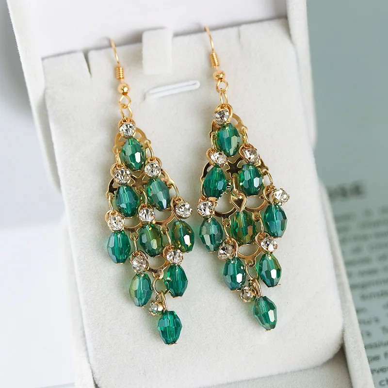 Fashion Gold Colorful Crystal Earrings Women Accessories Jewelry Hot Selling Wholesale  N2402183