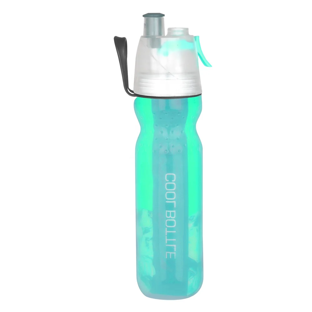 BPA free Double Wall Summer Cooler  Plastic Cooling Spray Water Bottle Mist Plastic Spray Bottle With Sprayer