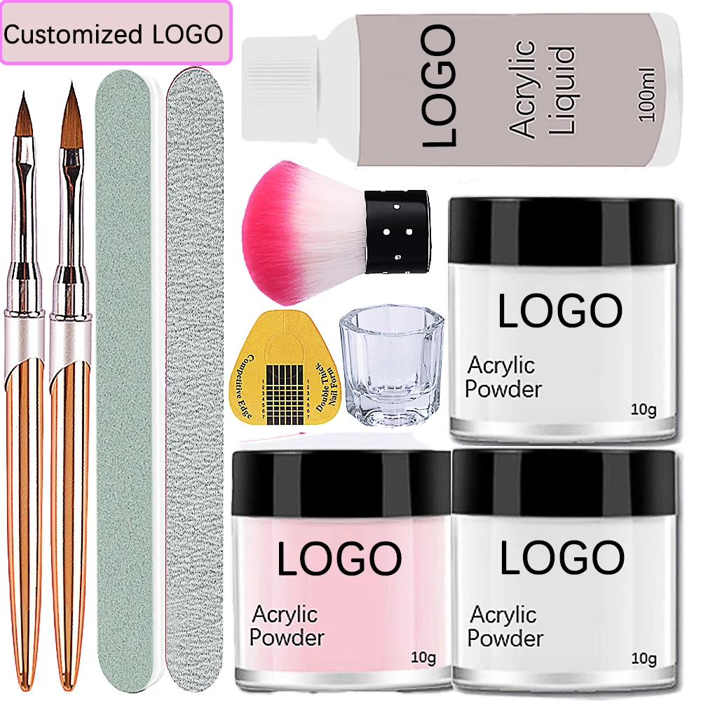 MSJ Acrylic Nail Kit Acrylic Powder and Monomer Liquid Set with Nail Brush Clear Pink White Acrylic Powder for Nails Extension