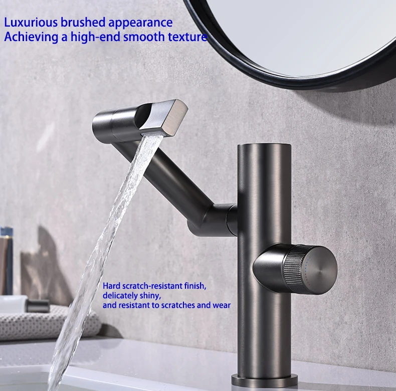 CBM Smart Hydroelectric LED Digital Display Bathroom Waterfall Basin Faucet Mixer Taps Lucky Cat-style Black Brass Contemporary