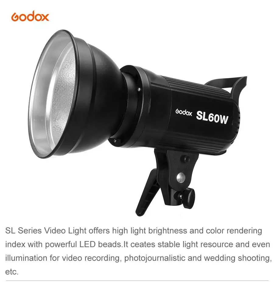 Светодиодная лампа для видеосъемки Godox SL60W белая версия непрерывный свет Bowens с цветными фильтрами Fiver