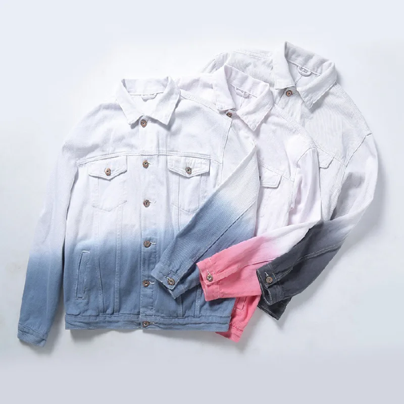 Мужская Уличная одежда в стиле «хип-хоп», персональный градиент Slim fit утепленная джинсовая куртка модная однотонная хлопковая футболка дизайн; Простая и подходит для повседневного ношения, джинсовая куртка