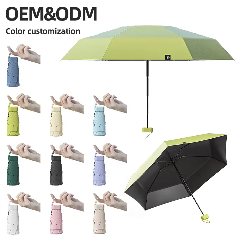 Wholesale Small Portable 6-Fold EVA handle for Adults Modern Mini Capsule pocket Umbrella with Strap Updated Hand Bag Design