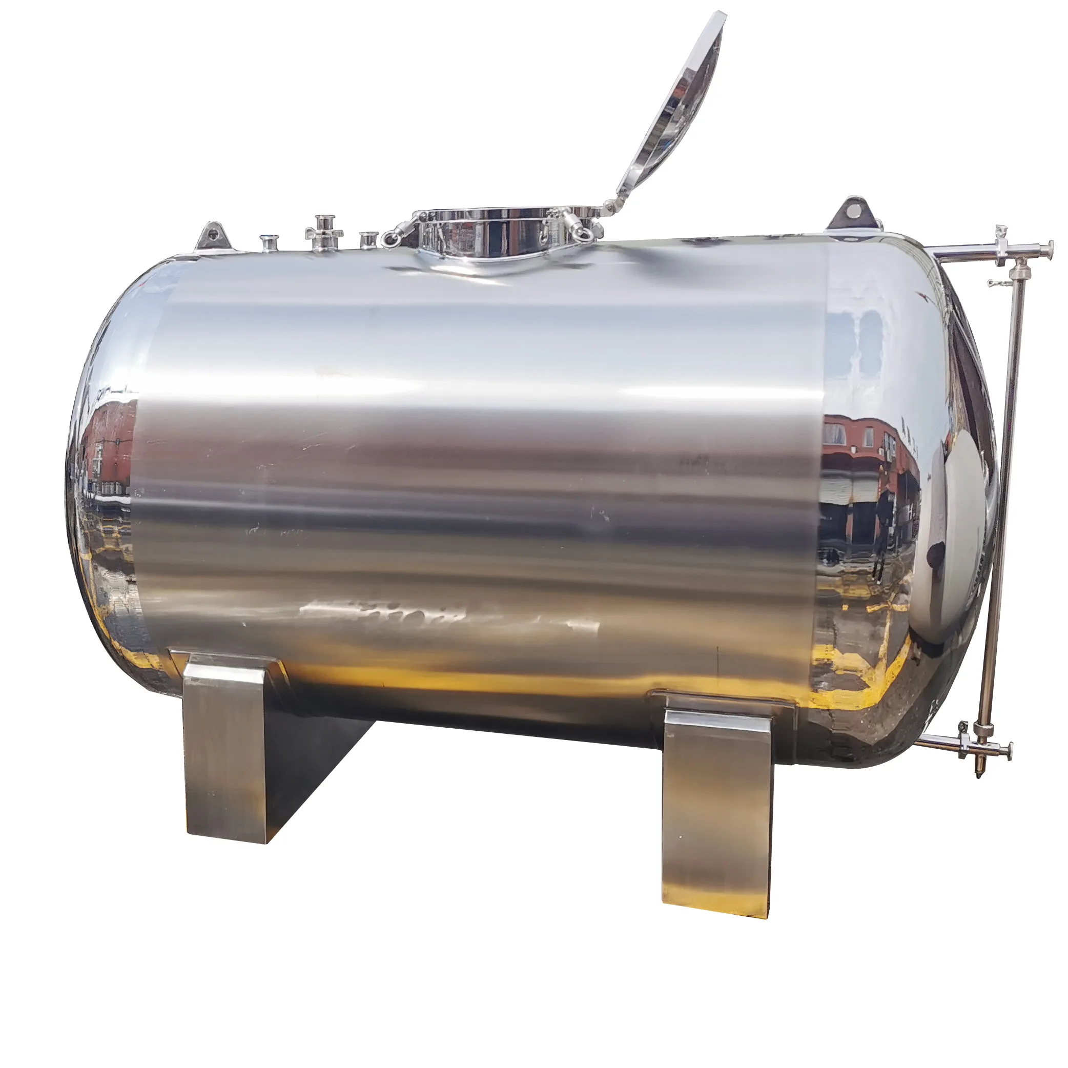 30000L SS horizontal water storage tank with top mahole