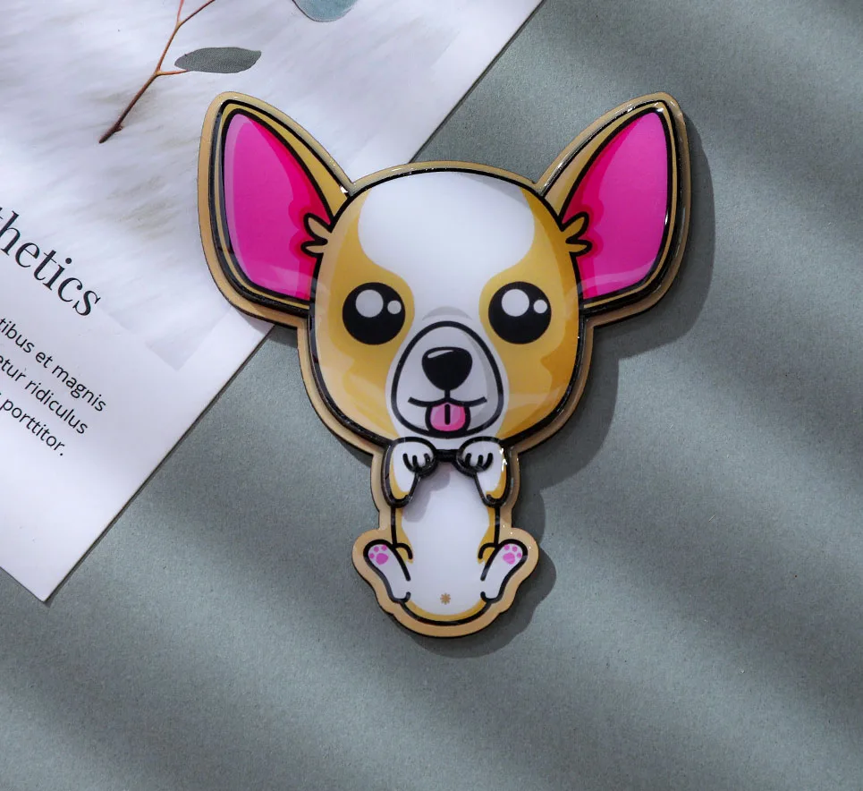 New Cartoon Dog Peppy  Fridge Magnet Creative 3D Lovely Cartoon Magnetic Fridge Promotional Gifts