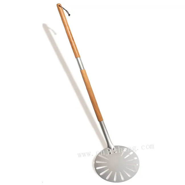 Detachable Pizza Peel Perforated Round Blade Total Length 120cm Pizza Turning Shovel Wooden Handle Paddle
