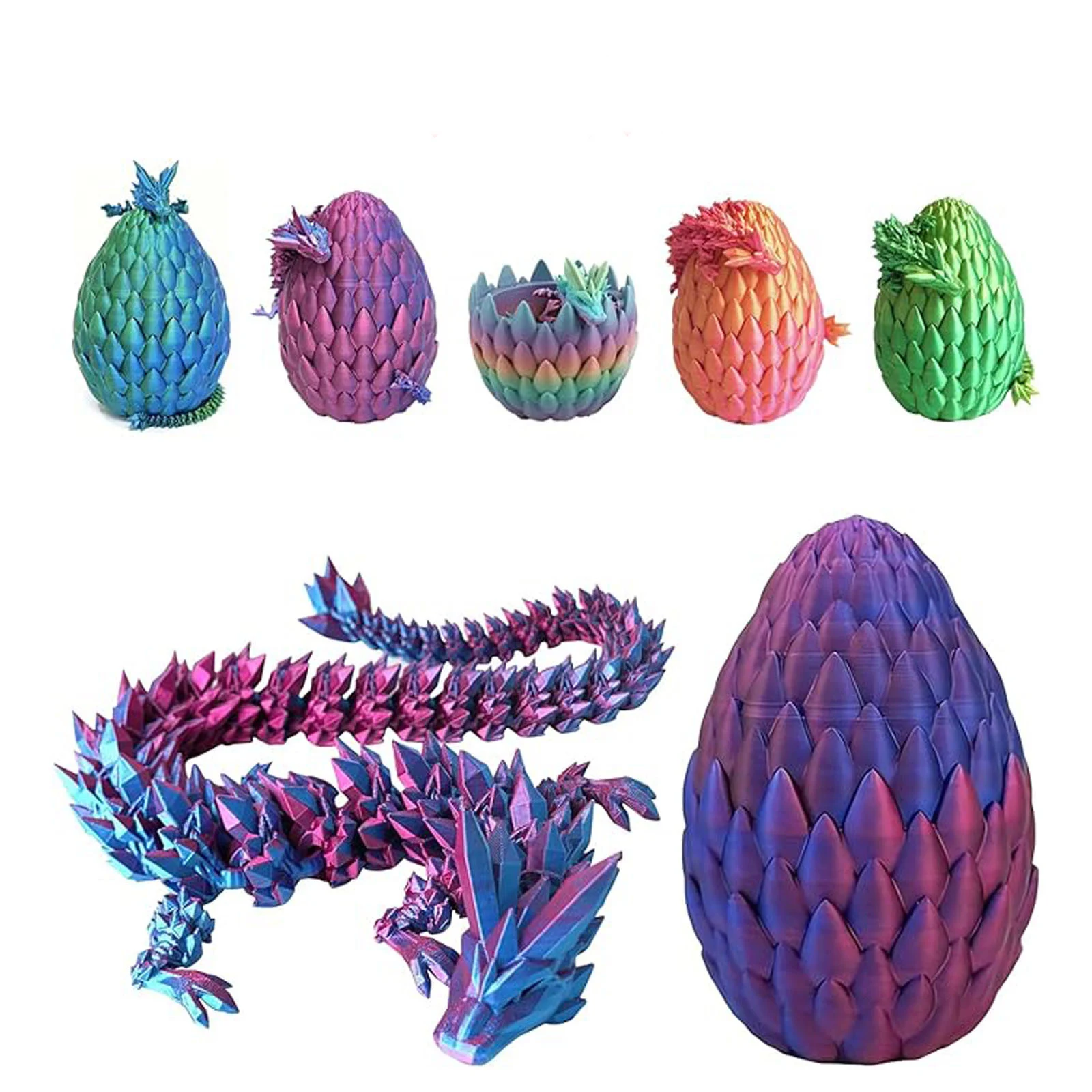 High quality customized multi-color 3D printed Chinese dragon creative ornaments crystal dragon eggs