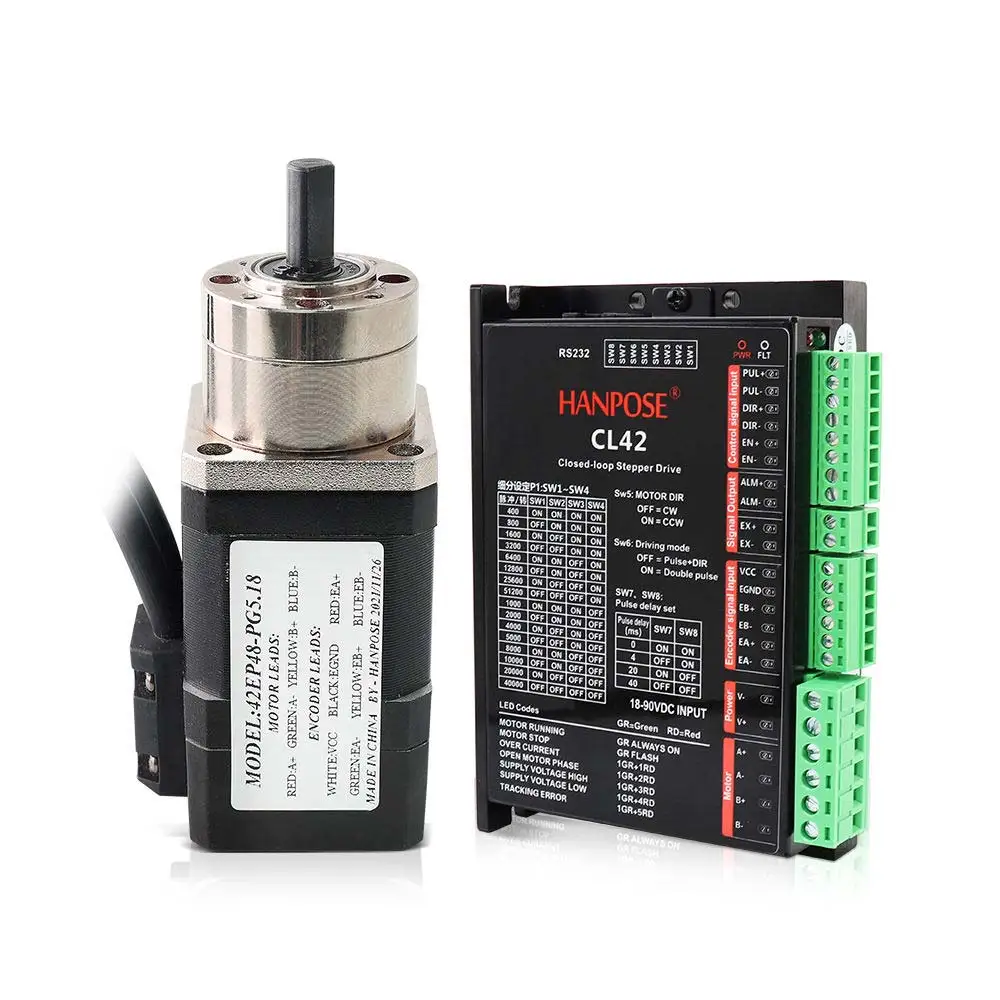 hanpose 42EP48-PG reduction ratio 5.18-1 stepper motor 2.0A 0.6N.M CL42 drive control board group gearbox motor closed loop Nema