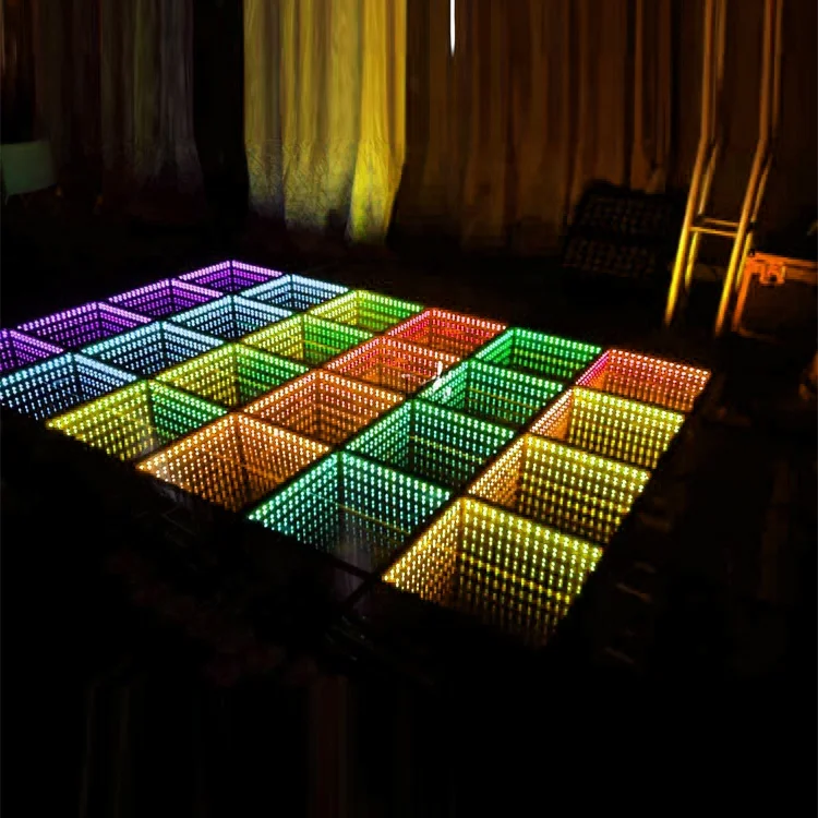 Wireless Tempered Glass DMX RGB Color 3D Infinity Mirror Led Dance Floor