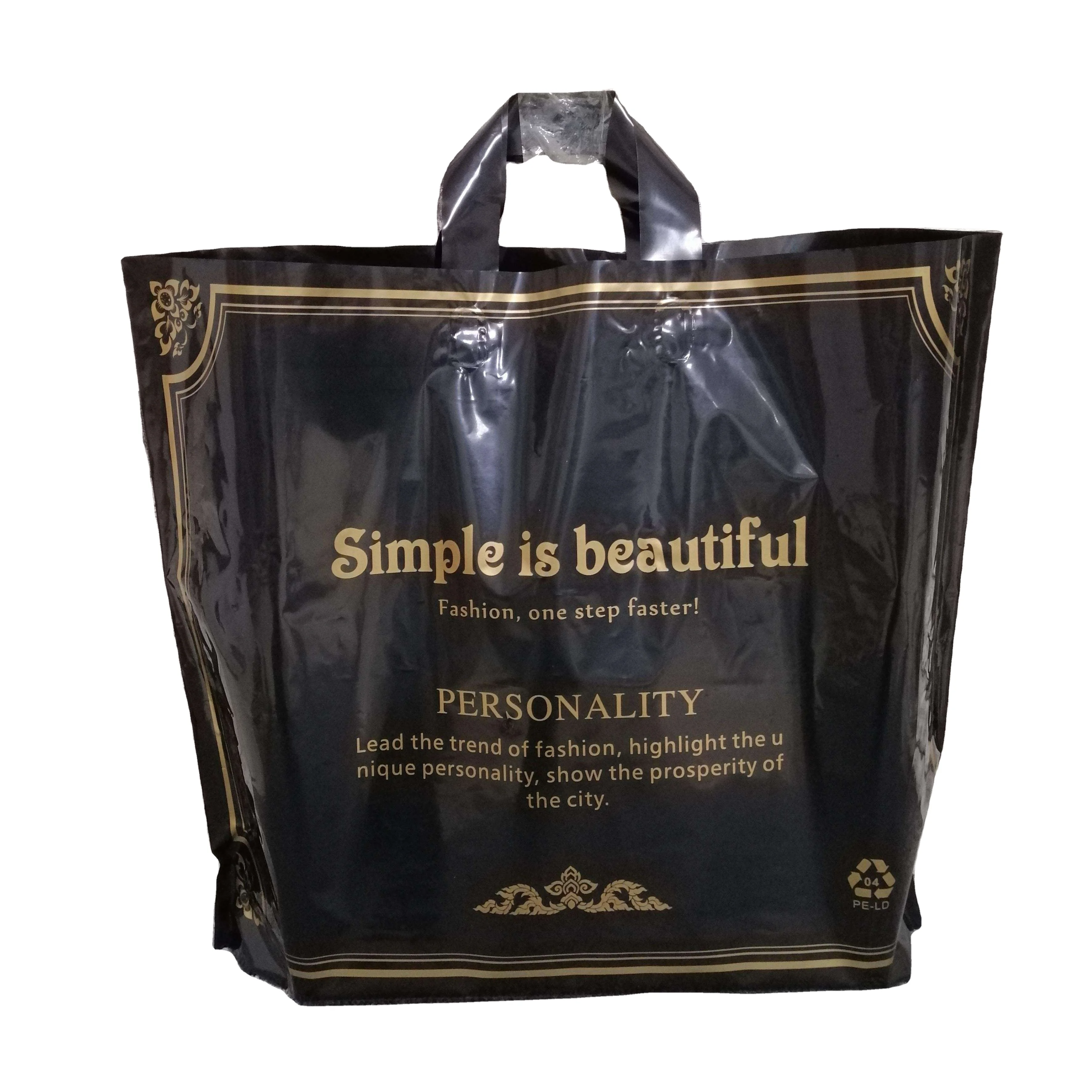 
Guangzhou OEM Biodegradable Fashion High Quality Plastic Tote Bag Printed for Apparel Gift 