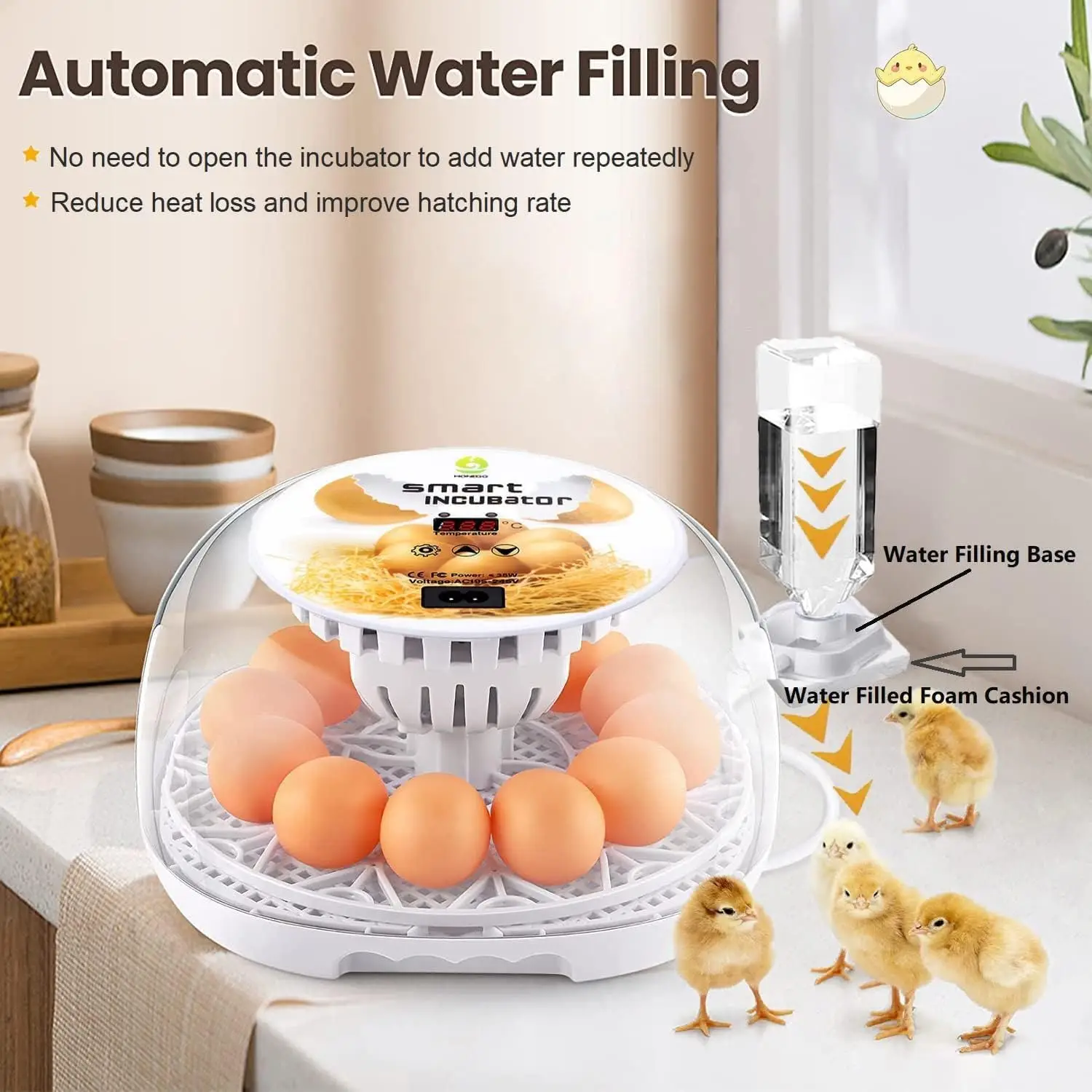 12 Egg Incubators for Hatching Eggs with Automatic Egg Turning and Humidity Control for Hatching Chickens, Duck, Quail