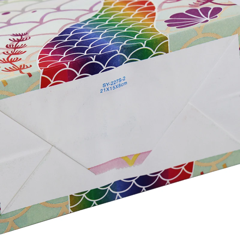 Mermaid Paper Gift Bags with Handle Goodie Bags Little Girls Mermaid Themed Birthday Party Cartoon Theme Paper Bag