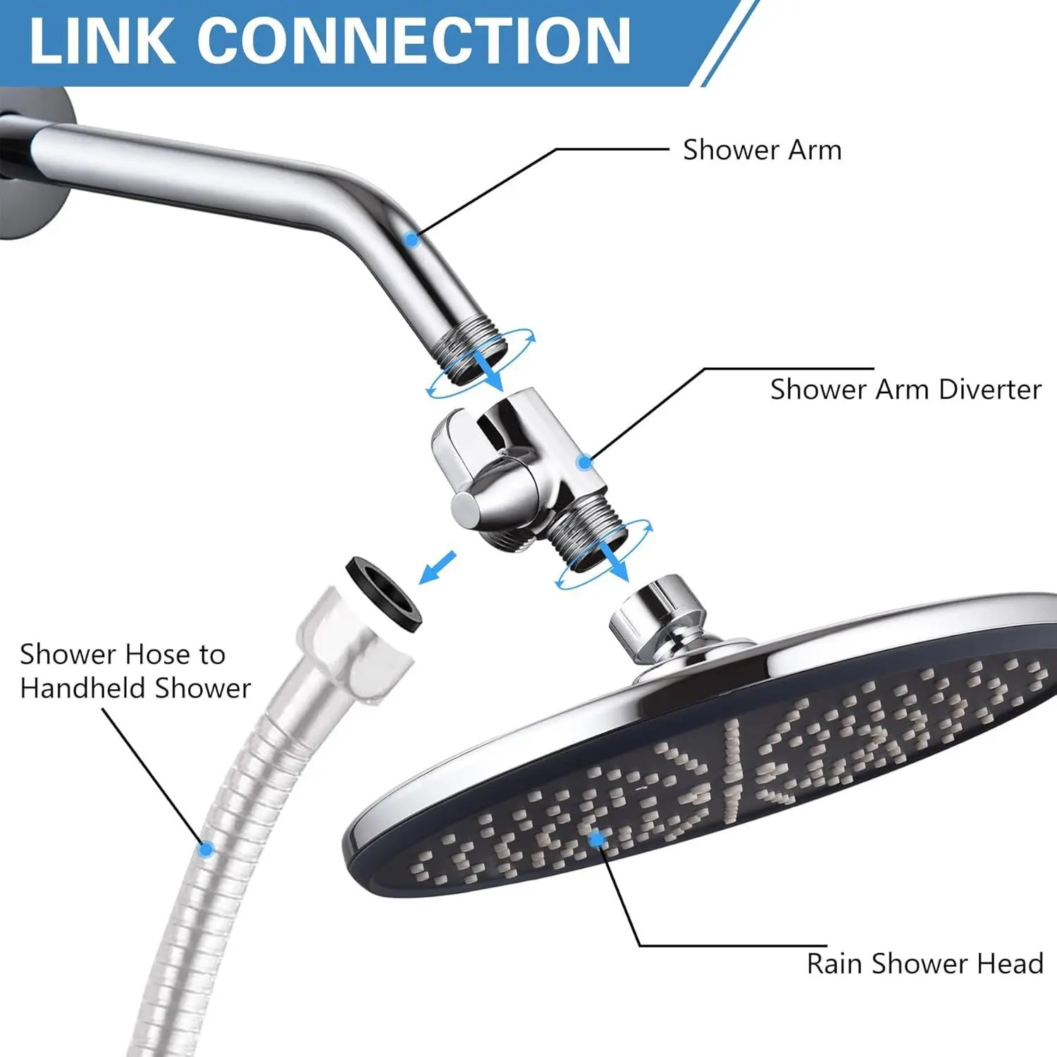 G1/2 2 Way Diverter Valve Hand Fixed Shower Head Brushed Nickel Brass Shower Arm Diverter Valve shower water filter