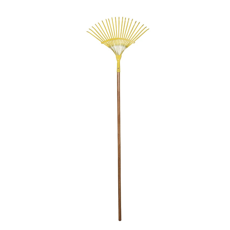 Garden deciduous grass rake metal factory supply round wire leaf rake high carbon steel rake wholesale gardening hand tools