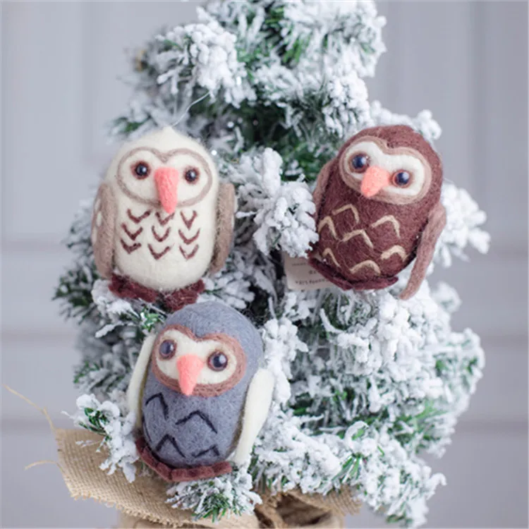 
Cute and realistic needle felting owl handmade wool felted penguin decoraments 