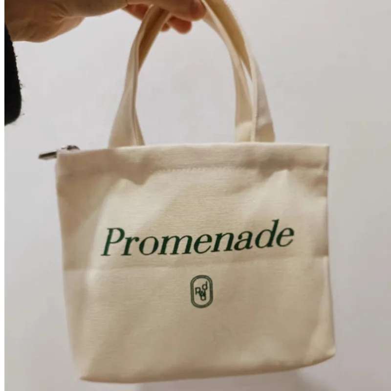 Chuanghua Custom tote bag with logo Small Size Nature 12oz Canvas Tote Bag With Zipper Mini Tote Bag Canvas Custom