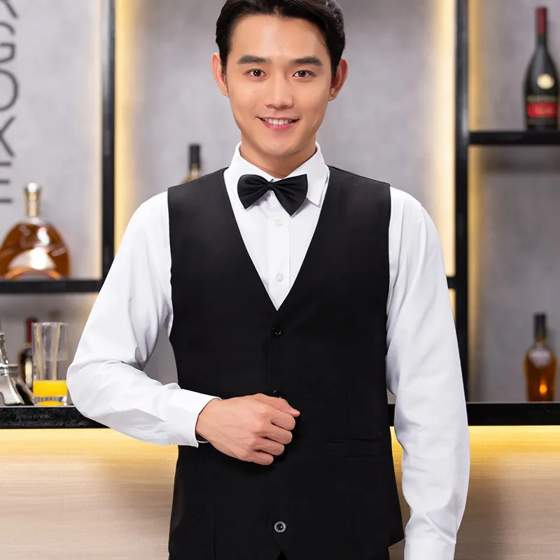 Server apparel waistcoat for western hotels restaurant uniform clothes waiter vests