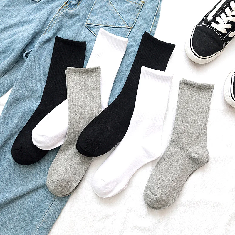 Solid Color Polyester Logo Custom Mens Socks Cheap Wholesale Plain White Socks From China