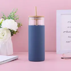 Sustainable Borosilicate Drinking Glass Cup 500ml with Bamboo Lid Espresso Cup Glass