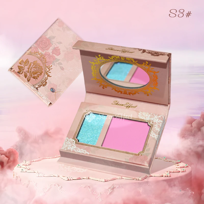 Sheeneffect 2 in 1 Long Lasting Sweet Shimmer color changing Highlighter and blusher Glitter Chameleon Highlighter and blusher