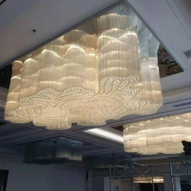 Luxury Large Hotel Engineering Lamps Professional Designer Customized Pendant Light Glass Crystal Acrylic LED Custom Chandeliers