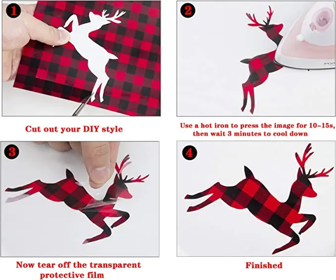 Buffalo Plaid Mixed Colors T-shirt PU Material Strong Sticky Textile HTV Iron Camouflage Vinyl Rolls Heat Transfer Vinyl