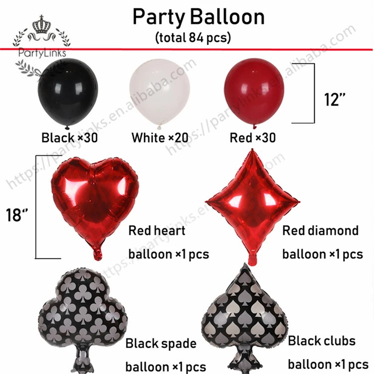 87pcs Casino Party Decoration Supplies Set Casino Balloons Latex Poker Las Vegas Themed Parties birthday party decorations adult