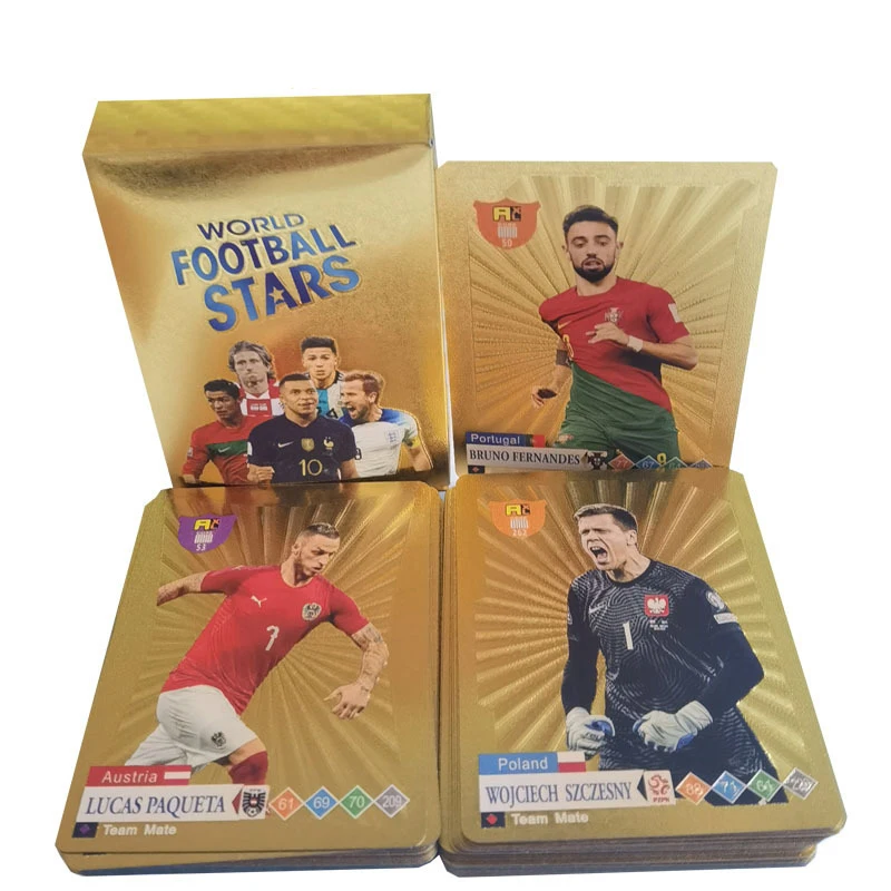 wholesale 55pcs football star Gold foil flash card Board game World Class collection