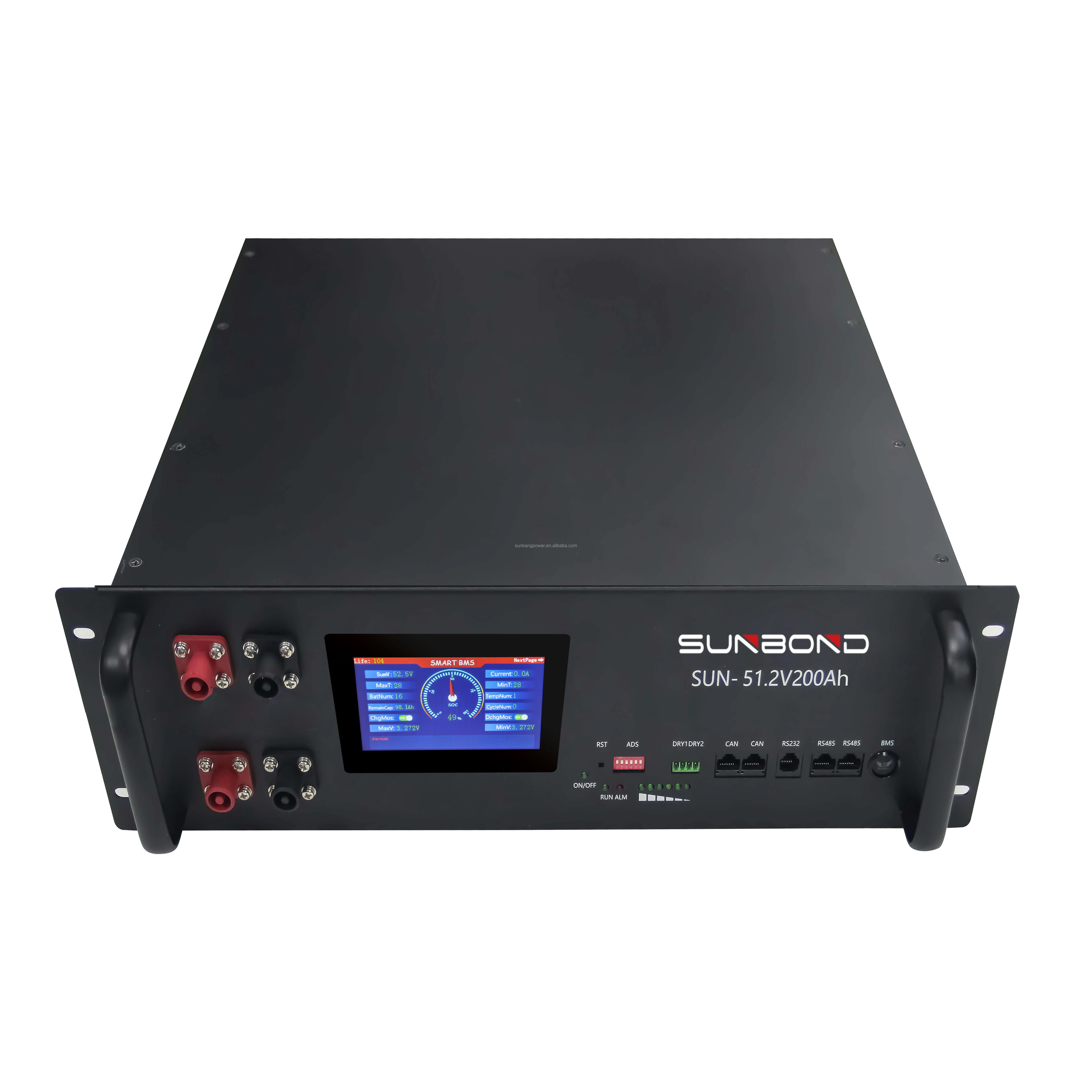 48V 200Ah 10240Wh 6000 Cycles PC Monitor Max 32 Parallel 51.2V 200Ah LiFePO4 Battery Pack Built-in 16S 200A BMS