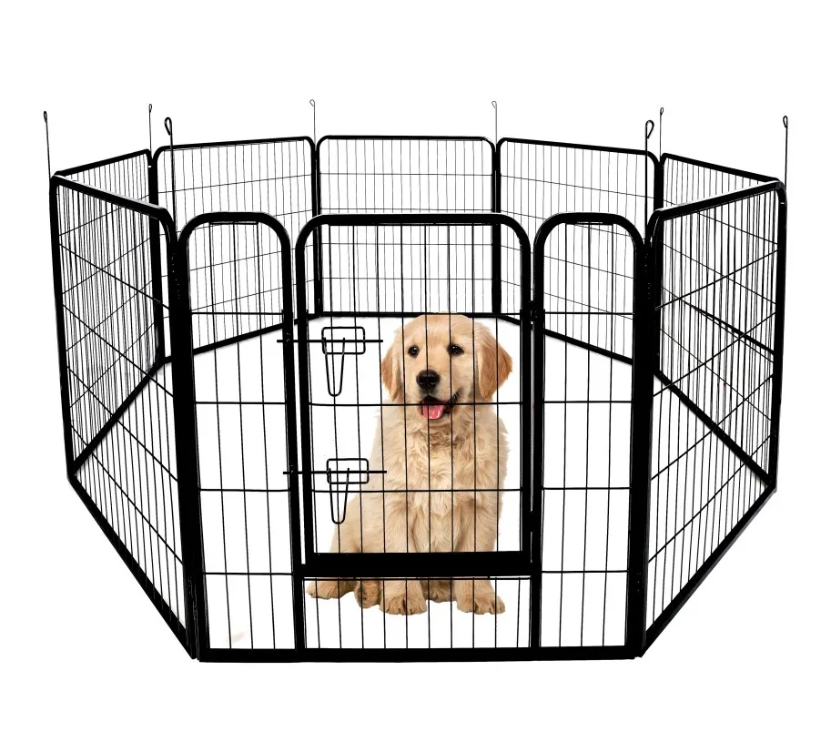 Metal Freely Combined Multiple Shapes iron heavy dog cage Outdoor Pet Playpen Expandable Dog Fence With Double Lock Pet Cages