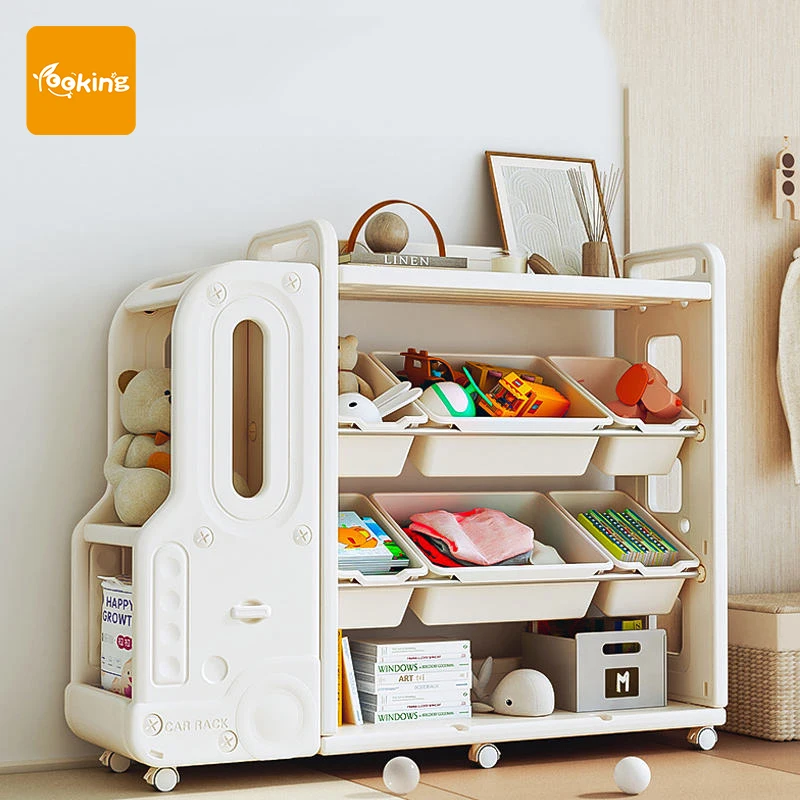 Household Floor Reading Picture Book Shelf Toy Storage Removable Bookcase Car Storage Box Plastic Kids Bookshelf Oyuncak Dolab