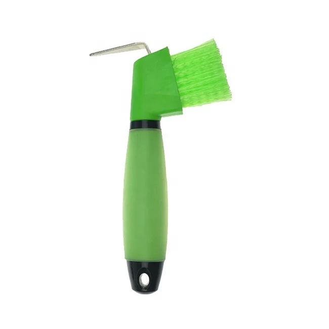 Professional Animal Equine  Grooming Soft Silica Gel Handle Horse Hoof Pick knife with Brush