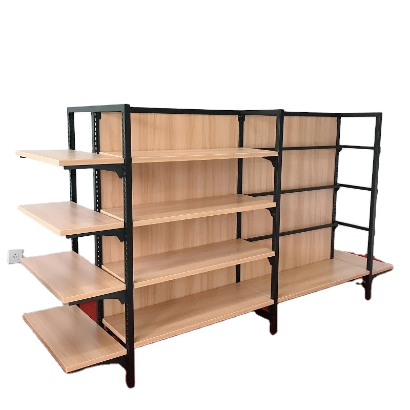 Suzhou Yuanda supermarket wooden shelves for wall display gondola shelf