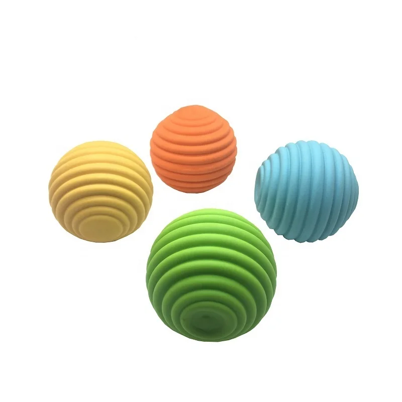Natural organic color non-toxic safe rubber baby molar teether ball toy set