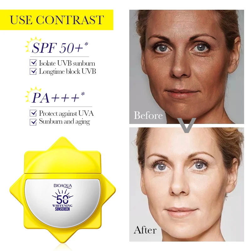 OEM ODM Korea BIOAOUA Skincare Anti Aging Sunscreen SPF 50+ PA+++ Waterproof Whitening Uva & Uvb Sun Protection Sunblock Cream