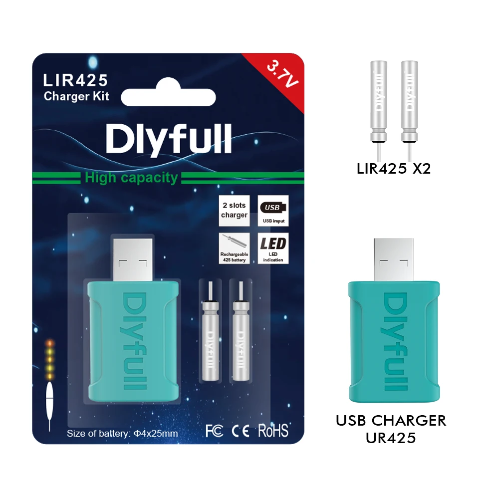 Dlyfull LIR425 перезаряжаемая литиевая батарея CR425 для светодиодного поплавка