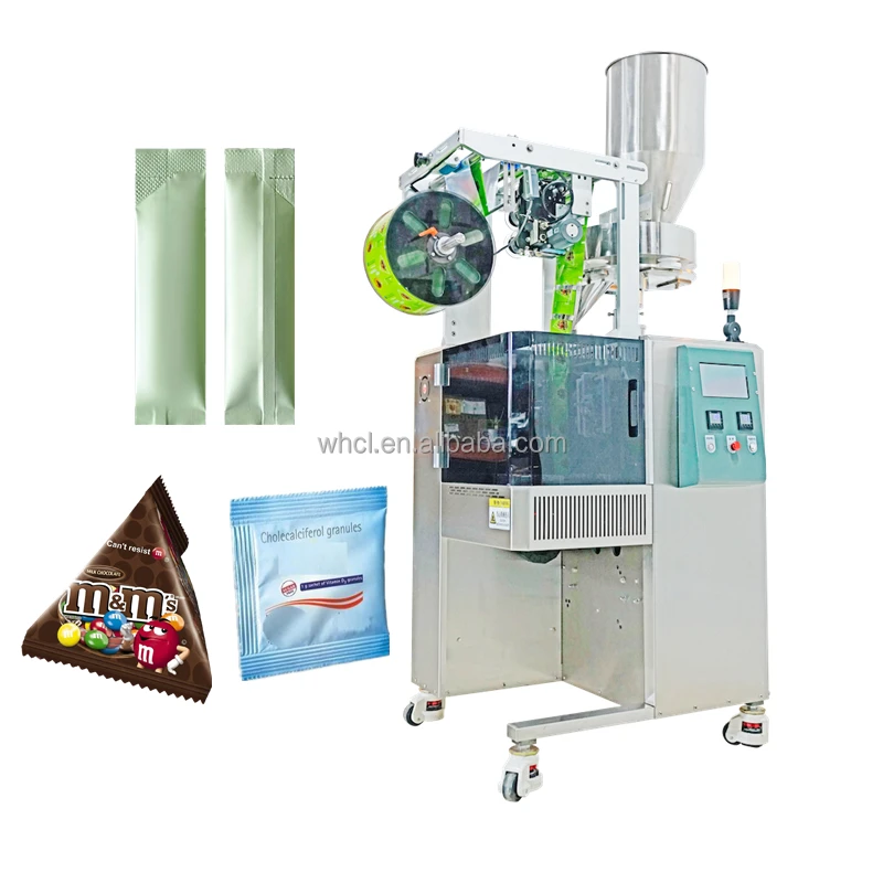 Multi-function Puffed Food Pellet Chocolate Beans Nut Granule 3Sides Back Sealed Triangle Sachet Bag Packaging Machine