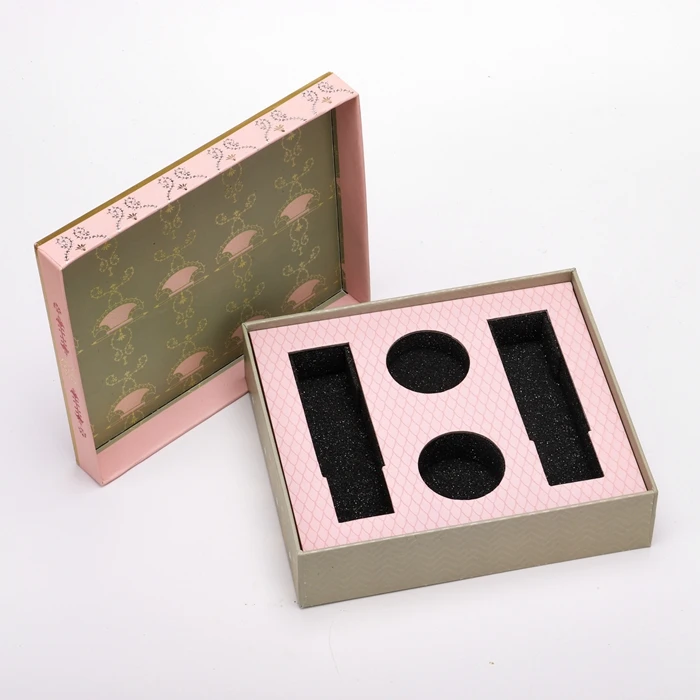 eco friendly lid and base box biodegradable two piece cosmetic container rigid cardboard gift box packaging with insert