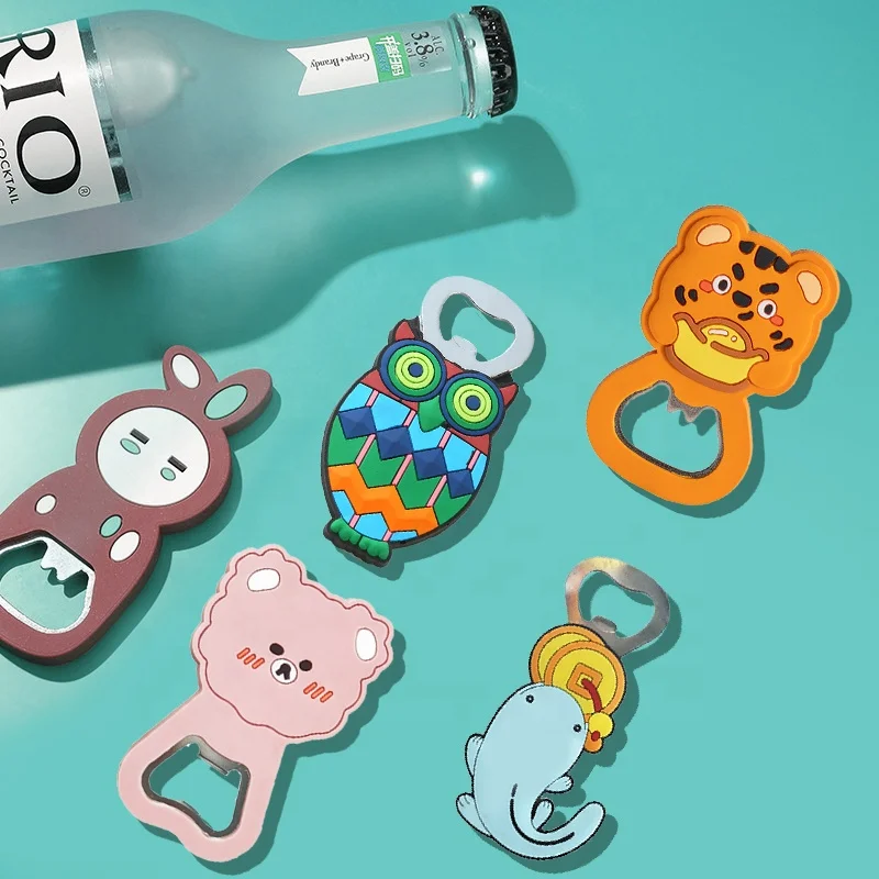 Personalized Custom Creative Souvenir Gifts Fridge Magnet Bottle Opener Rubber PVC Cartoon Beer Magnetic Bottle Opener