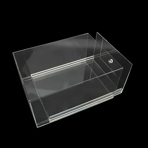 Spring Sign Transparent Acrylic Shoe Storage Box with Pull Out Drawers PMMA Clear Shoes Nike Box Front Display
