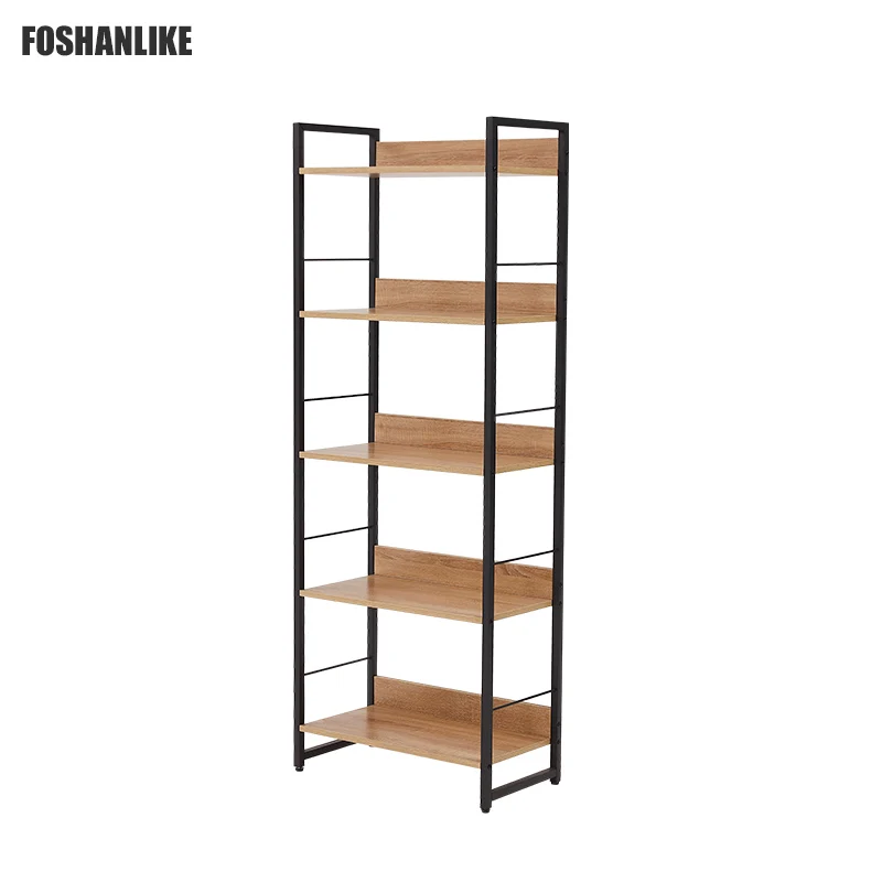 
LIKE Living Room Office Study Hallway Industrial Style 5-Tier Storage Rack Bookcase Steel Frame Bookshelf 