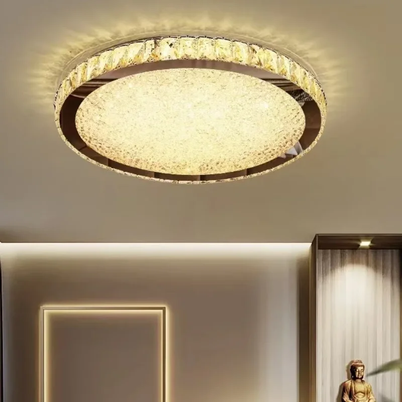 Wholesale D530mm luxury living room bedroom steel K9 crystal led 3 colors ceiling light & ceiling lamp