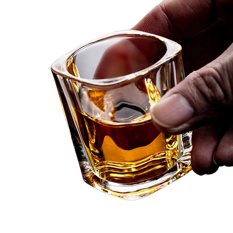 Rotatable Fashioned Crystal Whiskey Glass cup Tumbler Rocks Bar Glass for Drinking Bourbon Cocktails Cognac