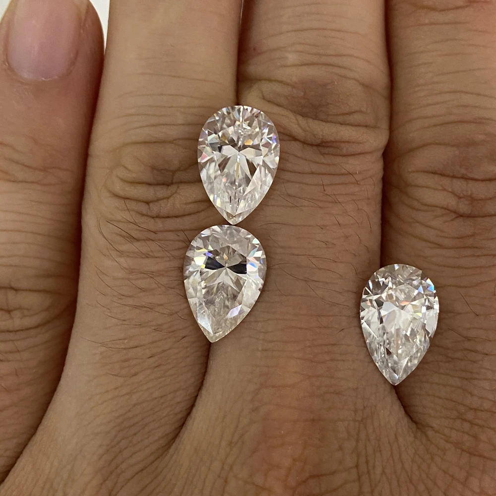 Wholesale GRA Certificate D VVS Pear cut 7x10mm 2 carat loose moissanite diamond stone for ring making