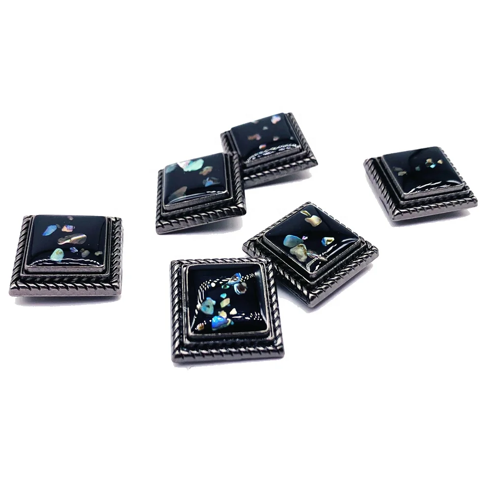 New Design Fancy Clothes Accessories Metal Zinc Alloy Square Enamel Varnish Press Snap Button with Sequin for