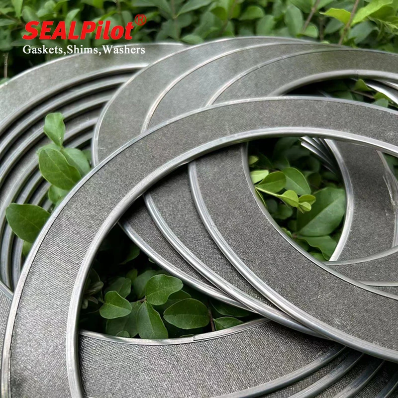 High temperature graphite gasket 304316 Stainless steel inner and outer edge gasket metal reinforced flexible graphite gasket