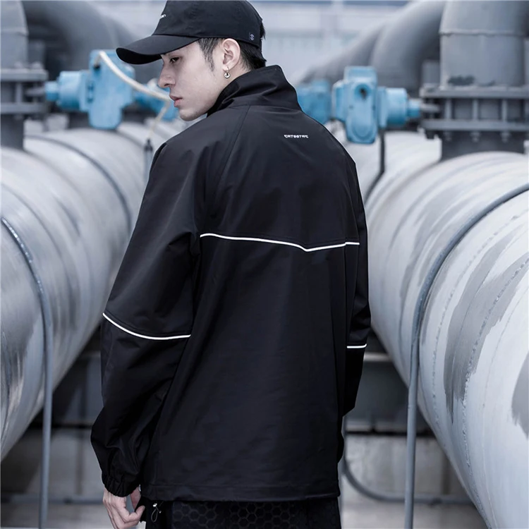 New design high street windbreaker reflective coats pullover black half zip sportswear bomber techwear jackets
