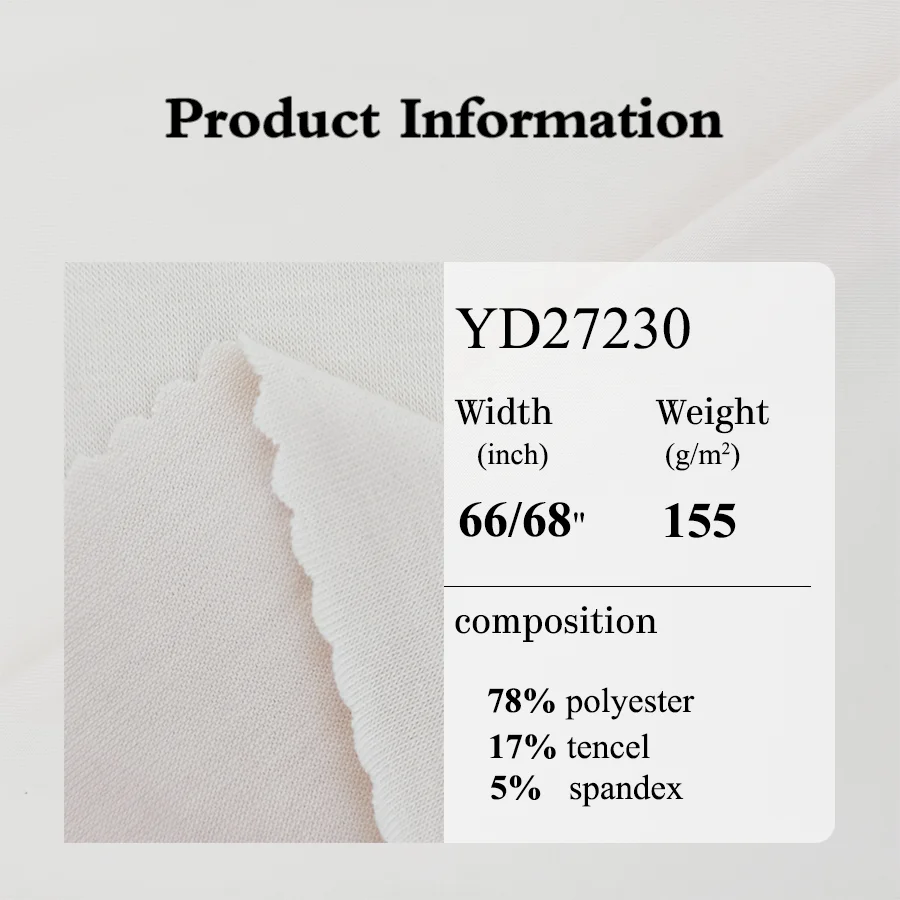 New Design Natural 17 Tencel 78 Polyester 5 Spandex Jersey Fabric Spandex Polyester Fabric Tencel Fabric For Tencel Baby Clothes